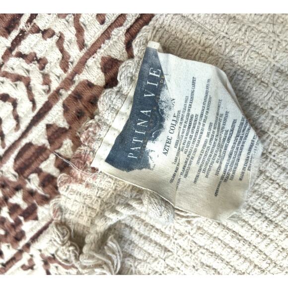 Patina Vie Cotton Throw Rug Mat Tassel Aztec Clay Red 60"X35" For Anthropologie - Picture 3 of 4